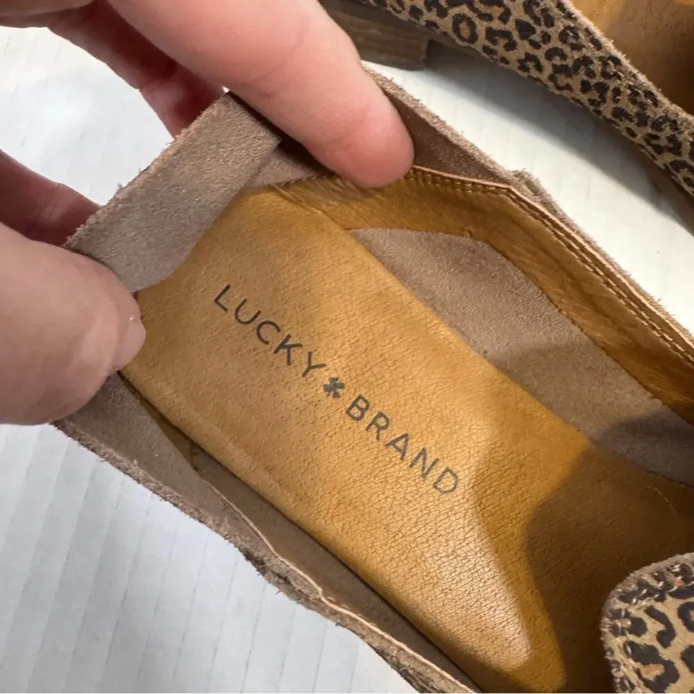 Lucky Brand Brown Animal Print Leather Loafers Womens 8 Fall Classic Comfort